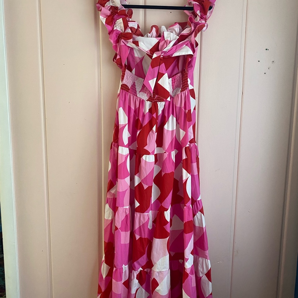 Peach Love women’s Pink and Red Geometric Dress szM - Picture 5 of 6